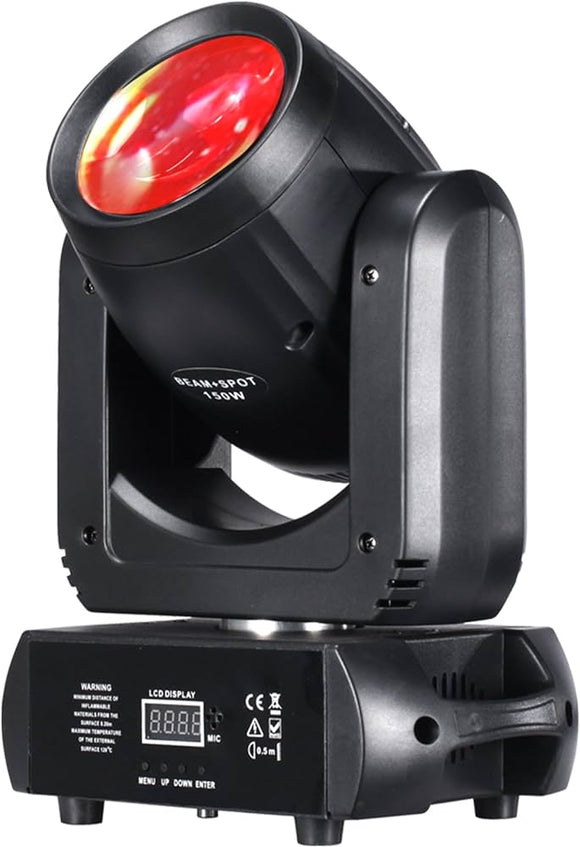 150W LED Moving Head Lights Beam Spot Wash GOBO 18 Face Roto Prism Super Bright Dj Disco Light Stage Light (150W Beam Moving Head Light) (used)
