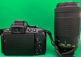 Nikon - D5300 DSLR Camera with AF-P VR DX 18-55mm and AP-P DX 70-300mm Lenses - Black (used)
