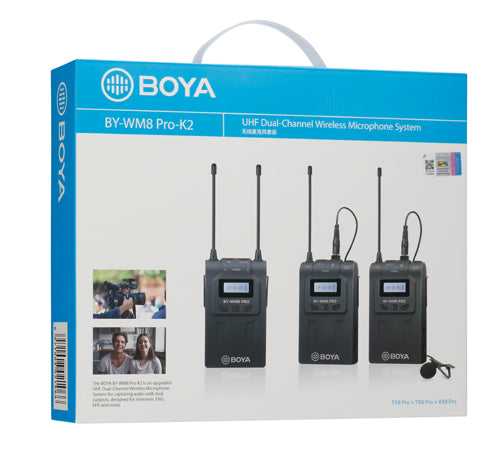 BOYA BY-WM8 Pro-K2 UHF Dual-Channel Wireless Lavalier System (Audio)